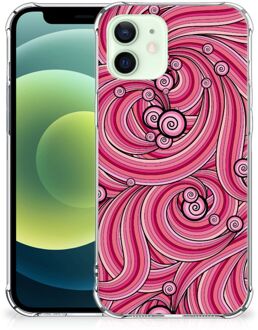 B2Ctelecom Anti Shock Case iPhone 12 Mini Telefoonhoesje  met doorzichtige rand Swirl Pink