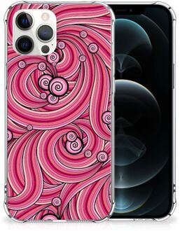 B2Ctelecom Anti Shock Case iPhone 12 Pro Max Telefoonhoesje  met doorzichtige rand Swirl Pink