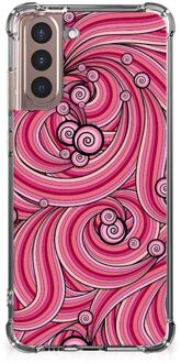 B2Ctelecom Anti Shock Case Samsung Galaxy S21 Plus Telefoonhoesje  met doorzichtige rand Swirl Pink