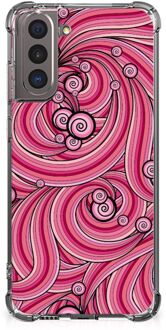 B2Ctelecom Anti Shock Case Samsung Galaxy S21 Telefoonhoesje  met doorzichtige rand Swirl Pink