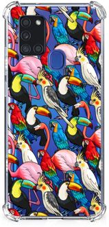 B2Ctelecom Anti-shock Hoesje met foto Samsung Galaxy A21s Telefoon Hoesje met doorzichtige rand Birds