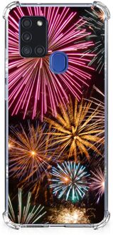 B2Ctelecom Anti-shock Hoesje met foto Samsung Galaxy A21s Telefoon Hoesje met doorzichtige rand Vuurwerk