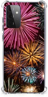 B2Ctelecom Anti-shock Hoesje met foto Samsung Galaxy A72 4G/5G Telefoon Hoesje met doorzichtige rand Vuurwerk