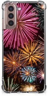 B2Ctelecom Anti-shock Hoesje met foto Samsung Galaxy S21 Plus Telefoon Hoesje met doorzichtige rand Vuurwerk