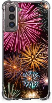 B2Ctelecom Anti-shock Hoesje met foto Samsung Galaxy S21 Telefoon Hoesje met doorzichtige rand Vuurwerk