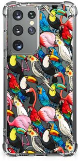 B2Ctelecom Anti-shock Hoesje met foto Samsung Galaxy S21 Ultra Telefoon Hoesje met doorzichtige rand Birds