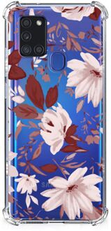 B2Ctelecom Anti Shock Hoesje Samsung Galaxy A21s GSM Hoesje met doorzichtige rand Watercolor Flowers