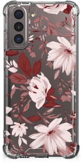 B2Ctelecom Anti Shock Hoesje Samsung Galaxy S21 GSM Hoesje met doorzichtige rand Watercolor Flowers