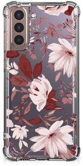 B2Ctelecom Anti Shock Hoesje Samsung Galaxy S21 Plus GSM Hoesje met doorzichtige rand Watercolor Flowers