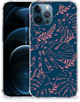 B2Ctelecom Anti Shock hybrid Case iPhone 12 | 12 Pro Silicone Hoesje met transparante rand Palm Leaves