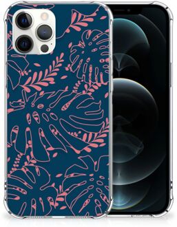 B2Ctelecom Anti Shock hybrid Case iPhone 12 Pro Max Silicone Hoesje met transparante rand Palm Leaves