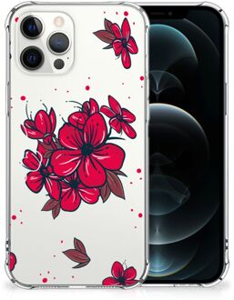 B2Ctelecom Anti Shock hybrid Case iPhone 12 Pro Max Telefoon Hoesje met doorzichtige rand Blossom Red