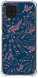 B2Ctelecom Anti Shock hybrid Case Samsung Galaxy A12 Silicone Hoesje met transparante rand Palm Leaves