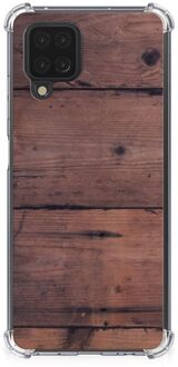 B2Ctelecom Anti Shock hybrid Case Samsung Galaxy A12 Telefoon Hoesje met doorzichtige rand Old Wood