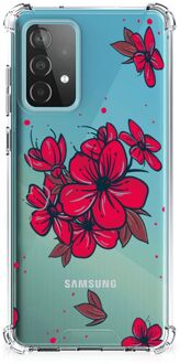 B2Ctelecom Anti Shock hybrid Case Samsung Galaxy A52 4G/5G Telefoon Hoesje met doorzichtige rand Blossom Red