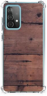 B2Ctelecom Anti Shock hybrid Case Samsung Galaxy A52 4G/5G Telefoon Hoesje met doorzichtige rand Old Wood