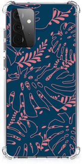 B2Ctelecom Anti Shock hybrid Case Samsung Galaxy A72 4G/5G Silicone Hoesje met transparante rand Palm Leaves