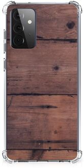 B2Ctelecom Anti Shock hybrid Case Samsung Galaxy A72 4G/5G Telefoon Hoesje met doorzichtige rand Old Wood