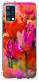 B2Ctelecom Anti Shock hybrid Case  Samsung Galaxy M02s | A02s Anti Shock Bumper Case met transparante rand Tulips