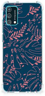 B2Ctelecom Anti Shock hybrid Case Samsung Galaxy M02s | A02s Silicone Hoesje met transparante rand Palm Leaves