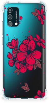 B2Ctelecom Anti Shock hybrid Case Samsung Galaxy M02s | A02s Telefoon Hoesje met doorzichtige rand Blossom Red