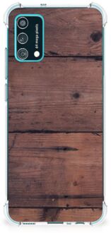 B2Ctelecom Anti Shock hybrid Case Samsung Galaxy M02s | A02s Telefoon Hoesje met doorzichtige rand Old Wood