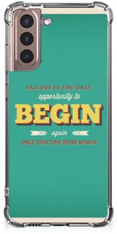 B2Ctelecom Anti Shock hybrid Case Samsung Galaxy S21 Plus Smartphone hoesje met doorzichtige rand Quote Begin