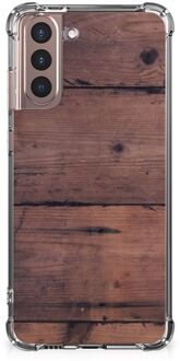 B2Ctelecom Anti Shock hybrid Case Samsung Galaxy S21 Plus Telefoon Hoesje met doorzichtige rand Old Wood