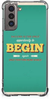 B2Ctelecom Anti Shock hybrid Case Samsung Galaxy S21 Smartphone hoesje met doorzichtige rand Quote Begin