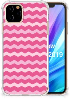 B2Ctelecom Apple iPhone 11 Pro Doorzichtige Silicone Hoesje Waves Pink