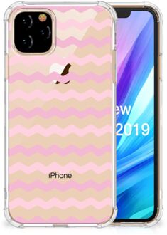 B2Ctelecom Apple iPhone 11 Pro Doorzichtige Silicone Hoesje Waves Roze