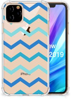 B2Ctelecom Apple iPhone 11 Pro Doorzichtige Silicone Hoesje Zigzag Blauw