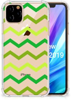 B2Ctelecom Apple iPhone 11 Pro Doorzichtige Silicone Hoesje Zigzag Groen