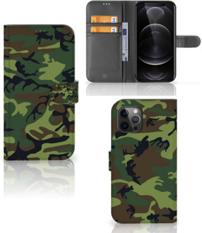 B2Ctelecom Apple iPhone 12 Pro Max Portemonnee hoesje Army Dark