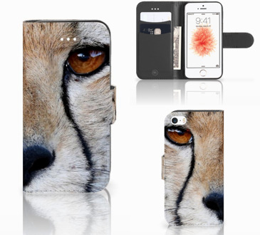 B2Ctelecom Apple iPhone 5 | 5s Boekhoesje Uniek Ontworpen Design Cheetah