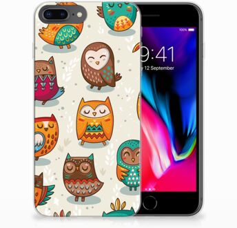 B2Ctelecom Apple iPhone 7 Plus | 8 Plus TPU-silicone Hoesje Vrolijke Uilen