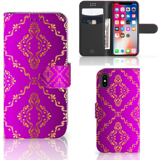 B2Ctelecom Apple iPhone X | Xs Bookcover hoesje Barok Roze