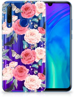 B2Ctelecom Back Case Honor 20 Lite TPU Siliconen Hoesje Butterfly Roses