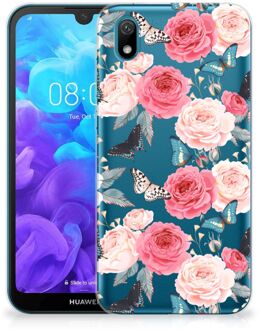 B2Ctelecom Back Case Huawei Y5 (2019) TPU Siliconen Hoesje Butterfly Roses