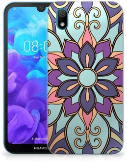 B2Ctelecom Back Case Huawei Y5 (2019) TPU Siliconen Hoesje Purple Flower