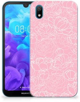 B2Ctelecom Back Case Huawei Y5 (2019) TPU Siliconen Hoesje White Flowers