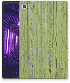 B2Ctelecom Back Case Lenovo Tab M10 Plus Tablethoesje met Naam Green Wood met transparant zijkanten