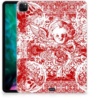 B2Ctelecom Back Case met naam iPad Pro 12.9 (2020) | iPad Pro 12.9 (2021) Hoes Angel Skull Red met doorzichte zijkanten