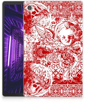 B2Ctelecom Back Case met naam Lenovo Tab M10 Plus Hoes Angel Skull Red met doorzichte zijkanten