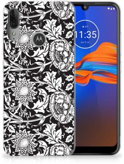 B2Ctelecom Back Case Motorola Moto E6 Plus TPU Siliconen Hoesje Black Flowers