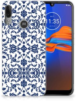 B2Ctelecom Back Case Motorola Moto E6 Plus TPU Siliconen Hoesje Flower Blue