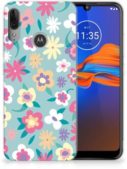 B2Ctelecom Back Case Motorola Moto E6 Plus TPU Siliconen Hoesje Flower Power