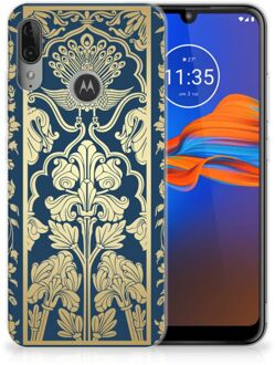 B2Ctelecom Back Case Motorola Moto E6 Plus TPU Siliconen Hoesje Golden Flowers