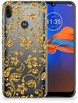 B2Ctelecom Back Case Motorola Moto E6 Plus TPU Siliconen Hoesje Gouden Bloemen