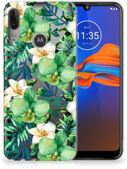 B2Ctelecom Back Case Motorola Moto E6 Plus TPU Siliconen Hoesje Orchidee Groen